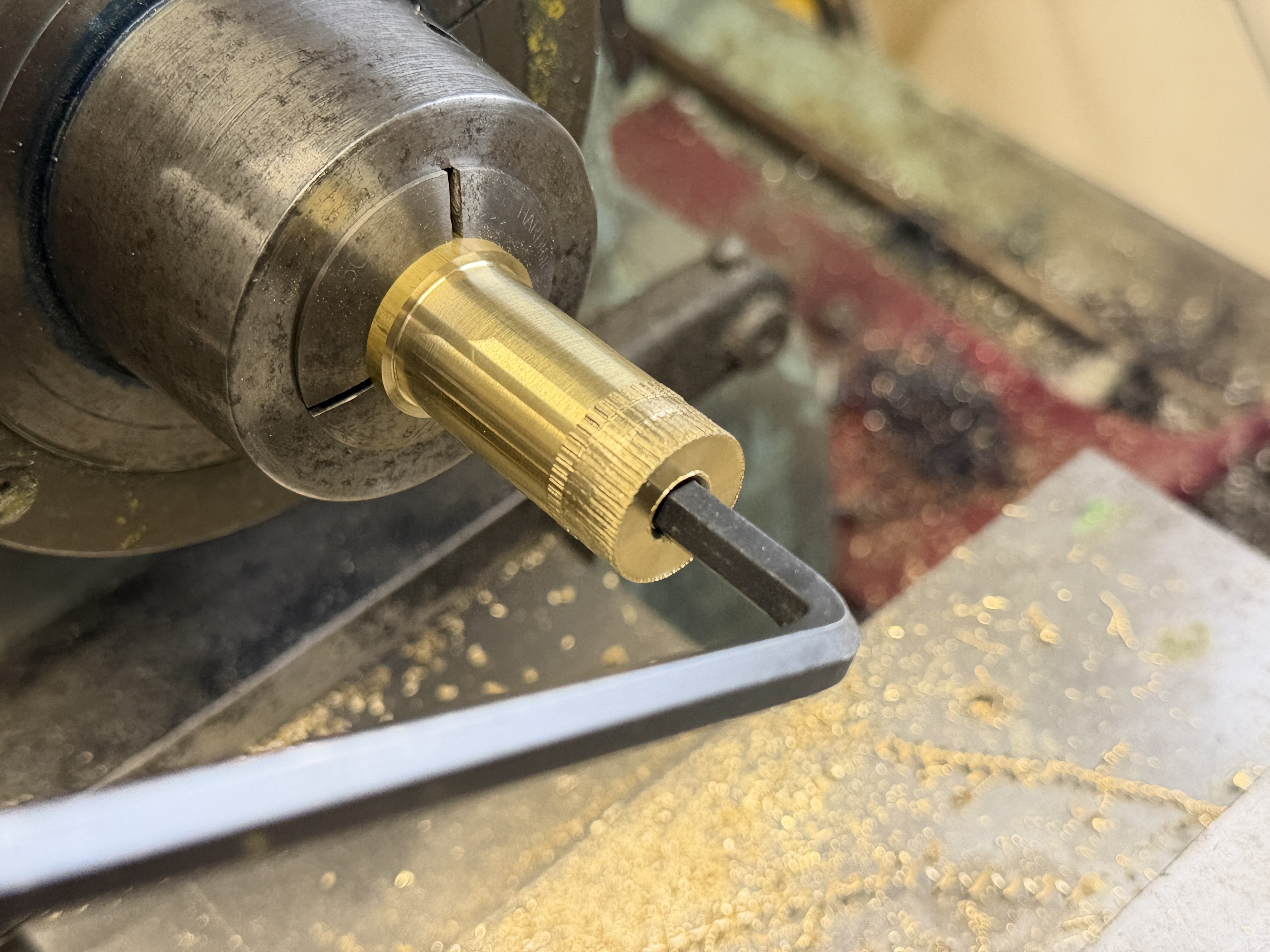 Allen key test-fit in the broached hex hole